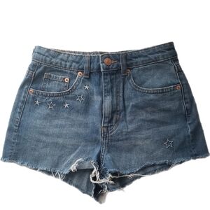 Star Embroidered Denim Shorts